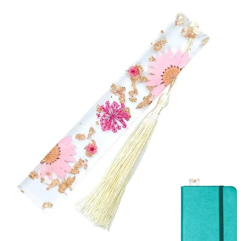 

Creative Epoxy Bookmark Reading Book Mark Daisy Dried Flower Tassel Bookmark Mother'S Day Book Lover Gift Resin Bookmark