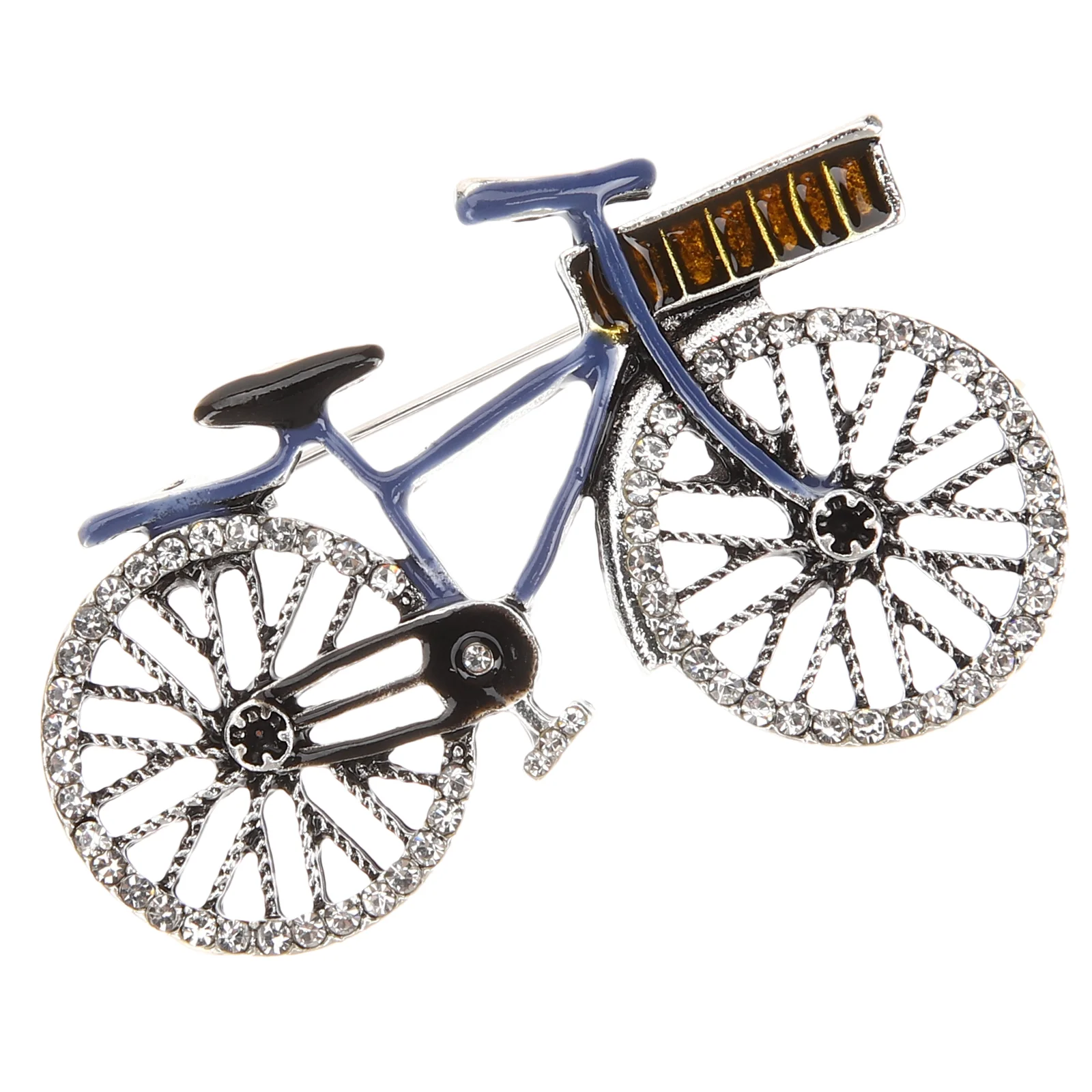

Shaped Brooch Pin Metal Rhinestone Inlaid Bike Brooch Clothing