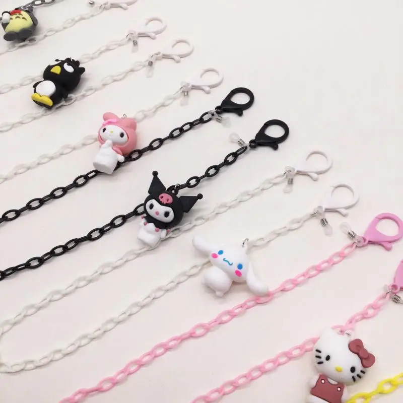 

Kawaii Sanrioed Mymelody Kuromi mask glasses chain Anti-lost sunglasses chain decorative ornament kids toys birthday present