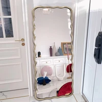 makeup full body mirror bathroom decor rectangle hairdresser wavy luxury vanity mirror design espelho grande decoration home