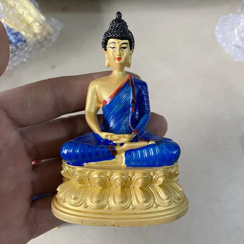 Статуя Будды из сплава окрашенная в тибетском стиле Маншу Сакьямуни украшение