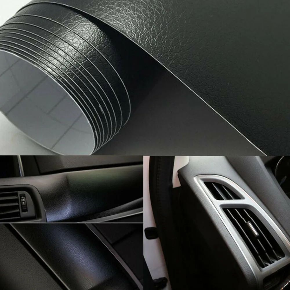 

Inner Car Sticker Replacement Vinyl Wrap 30x150cm Auto Decal Film Interior Leather PVC Accessories Black Exterior