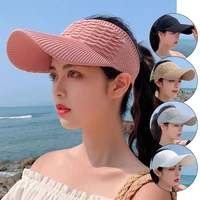 fashion empty top hat for women solid color baseball caps outdoor sun protection hat breathable adjustable visors hats summer