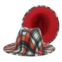 hat hats for women men caps fedora hat patchwork plaid western cowboy felted fedoras wide brim 2022 new fedora hat chapeau femme