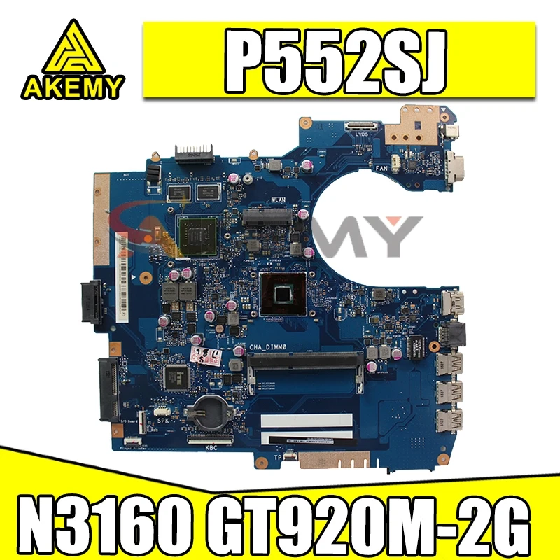 

P552SJ laptop motherboard N3150 N3160 GT920M-2G for ASUS P552SJ PU552SJ PRO552S P552S PU552S mainboard test OK