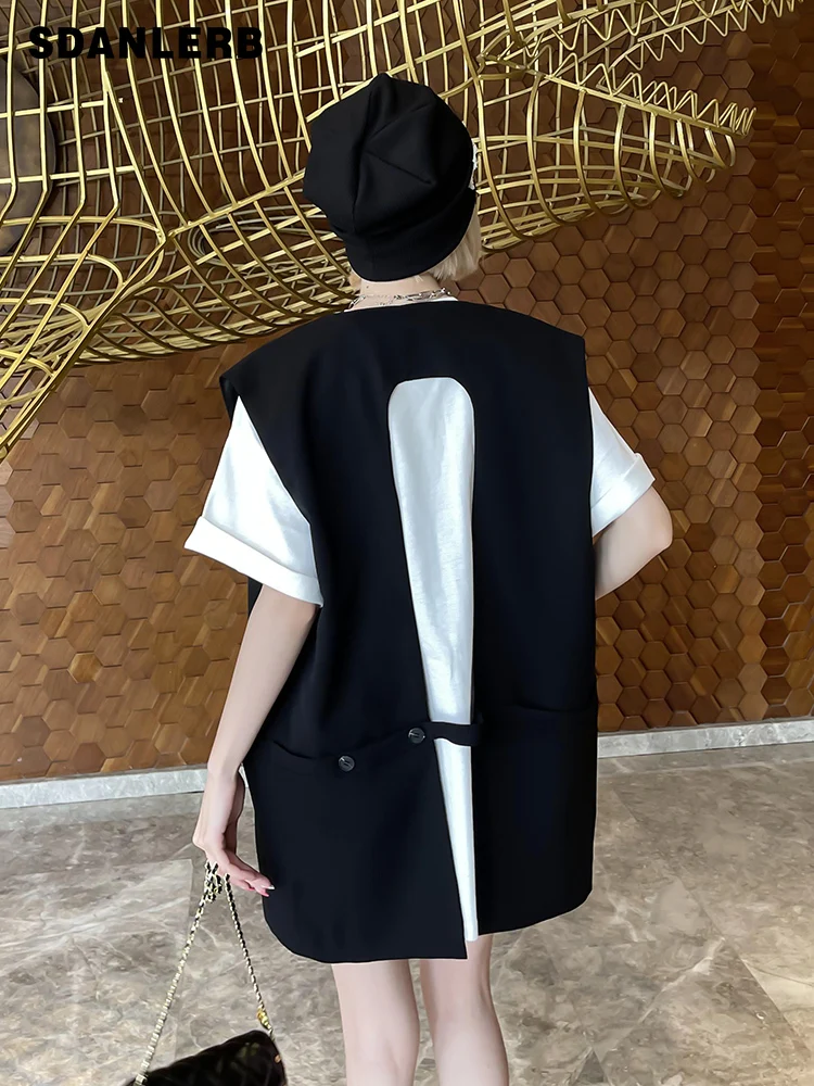 Black Summer Thin Women's Vest Fashion European Station 2022 Thin Outer Match Sleeveless High-Grade Elegant Waistcoat