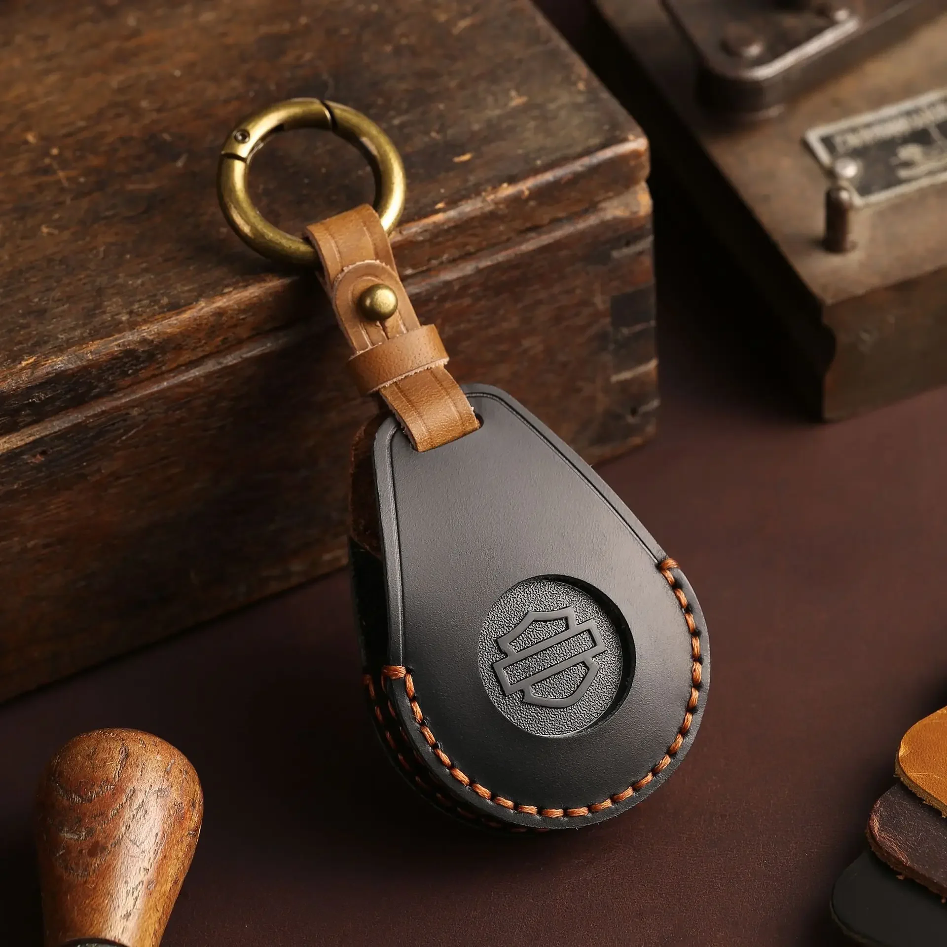 

Чехол Для Ключей Harley Davidson Для Softail Sportster VRSC Touring X48 883 1200 - Кожаный Чехол Для Ключей Street Glide С Ве...