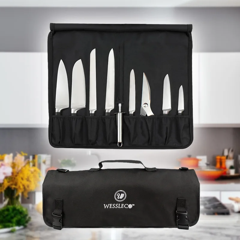 

Kitchen Cutter Roll Bag Portable Chef Knife Bag Canvas Chef Carrying Cases Adjustable Roll Knife Bag Cook Knife Pouches