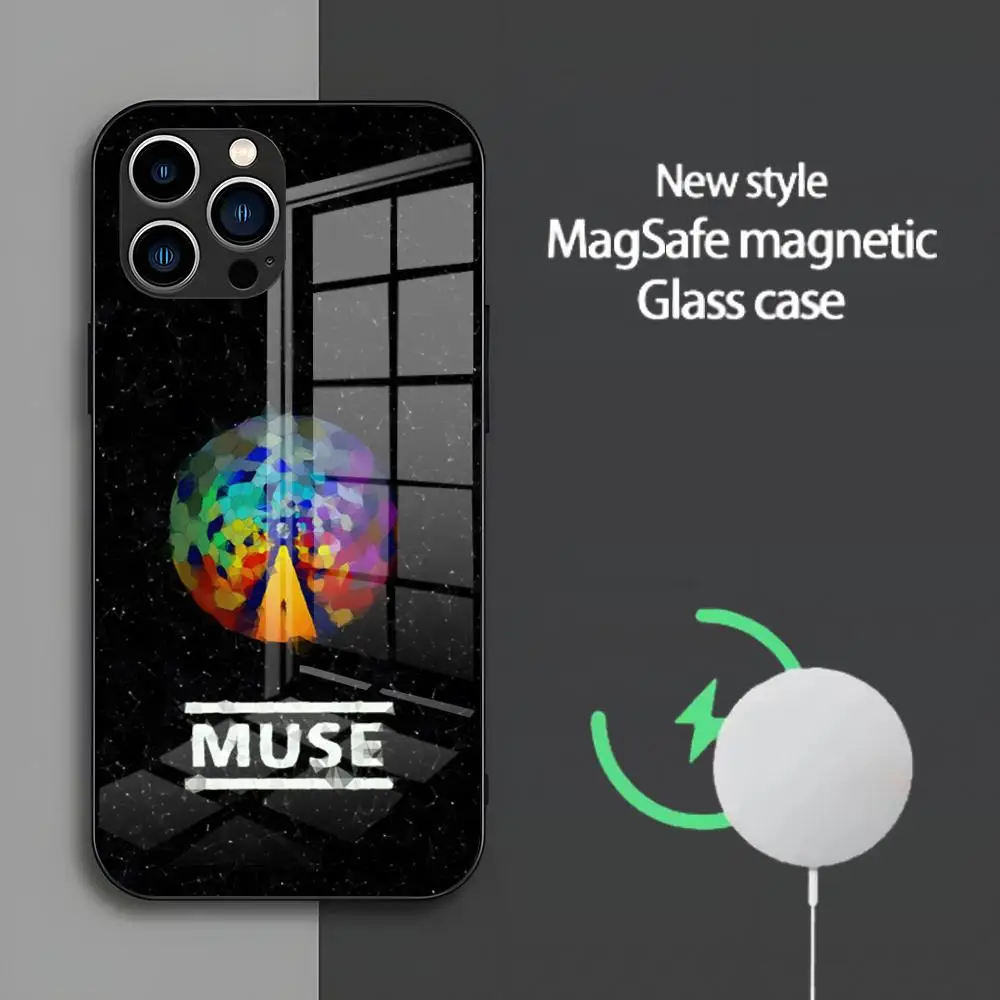 Фото Чехол для телефона Band M-Muse для iPhone 17 Air 16 15 14 Plus 13 12 Mini 11 Pro Max, стеклянный магнитный чехол №1
