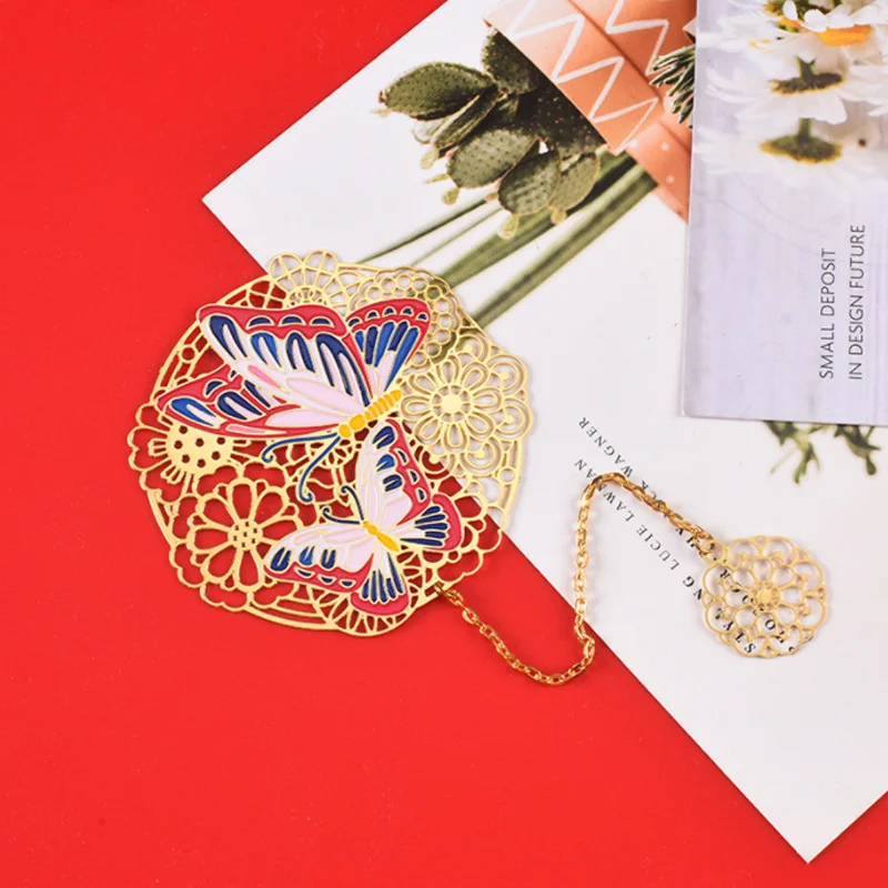 

Cute Butterfly Phoenix Color Bookmark Student Exquisite Study Office Portable Reading Stationery DIY Metal Decoration Supplies