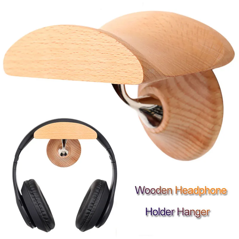 

2021 Universal Headphone Stand Headset Holder Hanger Wall-mounted Wood Headphone Hook Metal Display Rack Earphone Accessories