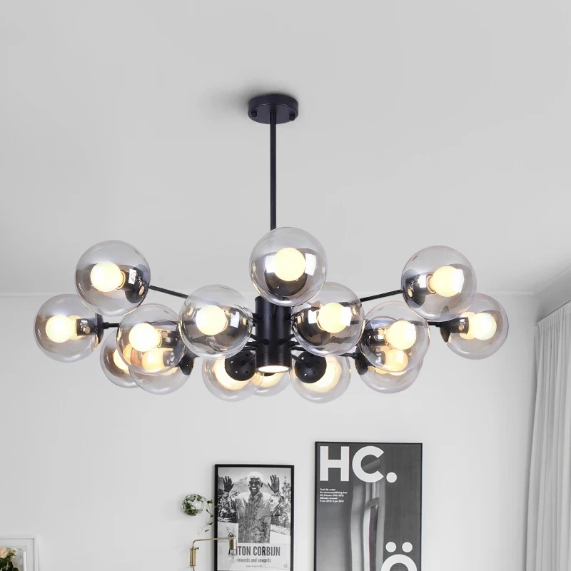 

Modern Chandelier lighting E27 Nordic Pendant lamps lighting For Living Room 16heads Glass Magic Bean Light