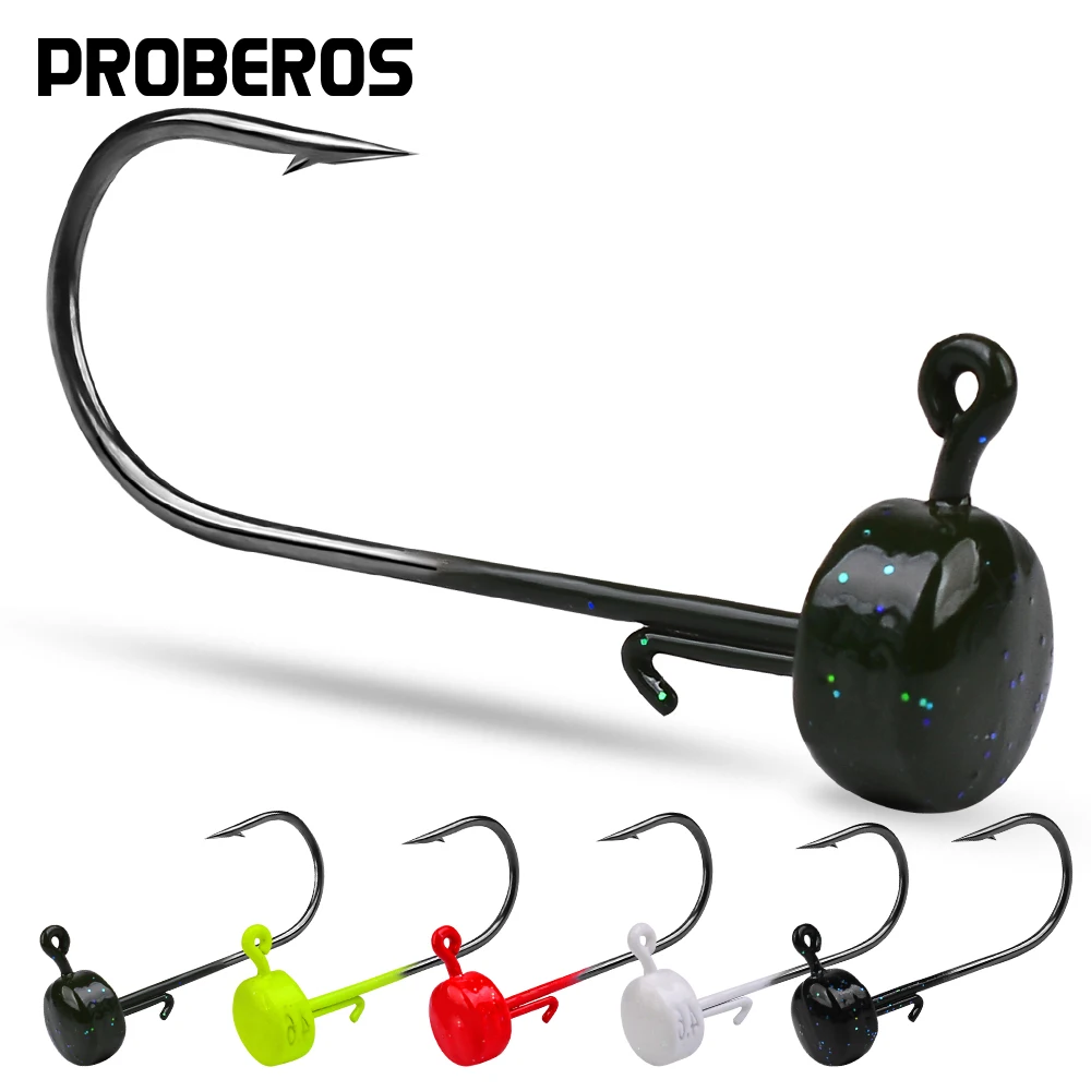 

PROBEROS 50PCS Jig Head Fishing Hook 2.8g-3.5g-4.6g-7g Ned Rig Fishhook Soft Worm Lures Mushroom Jig Hooks Bass Fishing Tackle