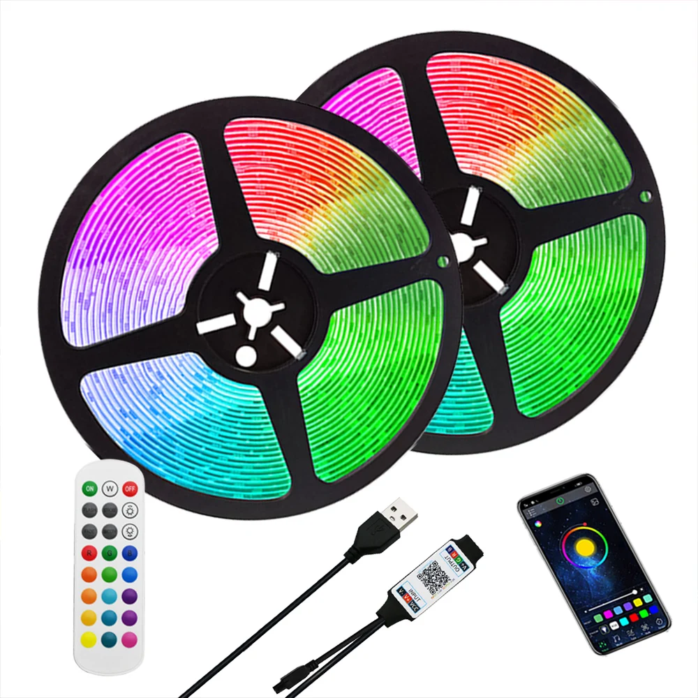 

Светодиодная лента RGB 2835 DC 5V USB Bluetooth управление приложением гибкая лента LED лента ТВ ПОДСВЕТКА вечерние украшения комнаты 5M Luces