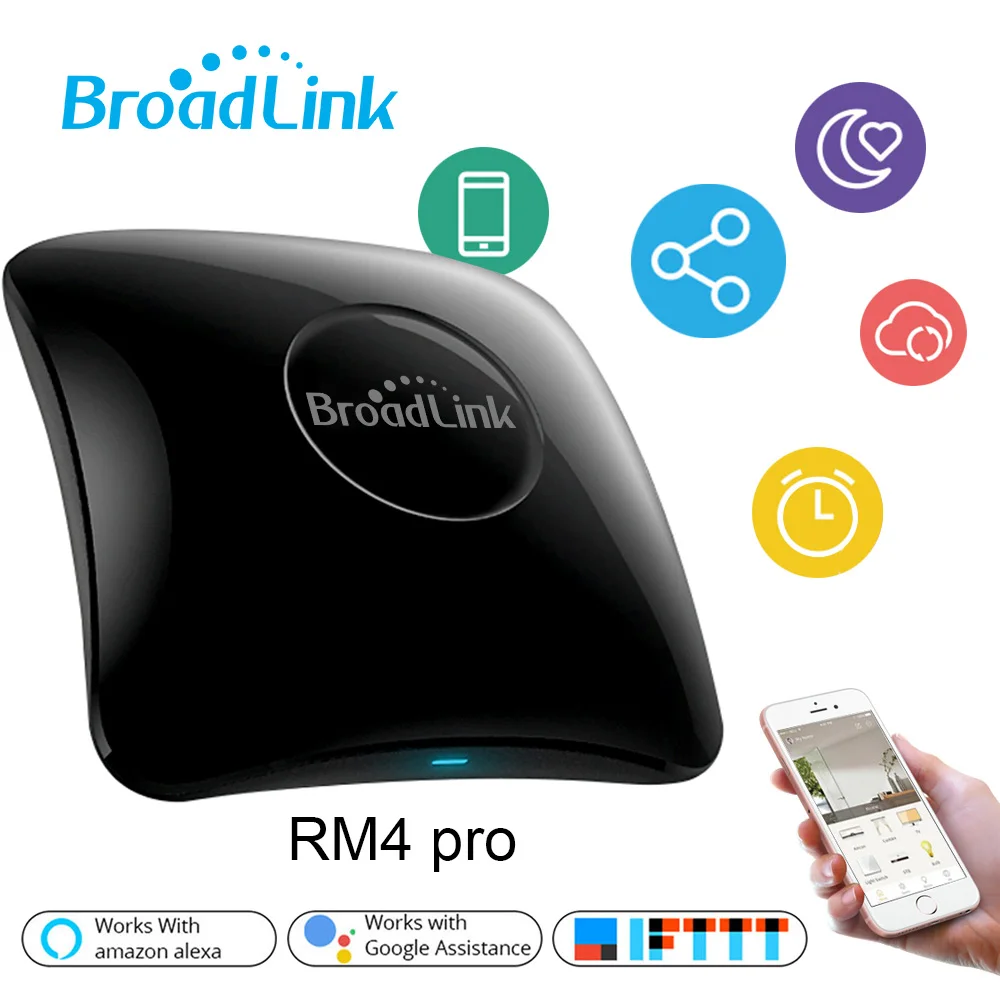 

BroadLink RM4 Pro Universal Remote Control IR WiFi RF Switch Smart Home Assistant HTS2 Sensor Works Alexa Google Home Domotica