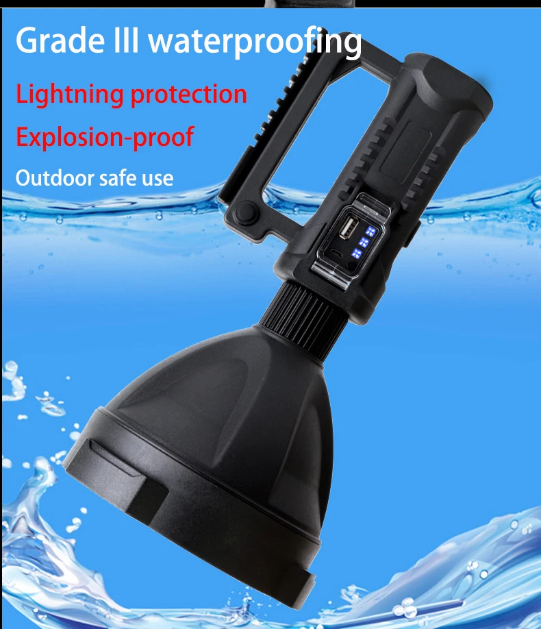 Portable High-power P70 LED Wick Flashlight Cob Outdoor Lighting USB Rechargeable 8000mA Spotlights 1000m Ultra Far Irradiation enlarge