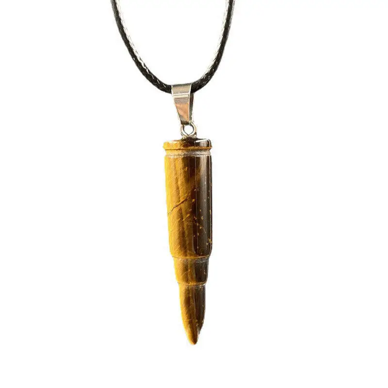 

60 мм Природная Энергия тигровый глаз кварц кристалл пуля скульптурные рейки Модный кулон лечебный камень ожерелье