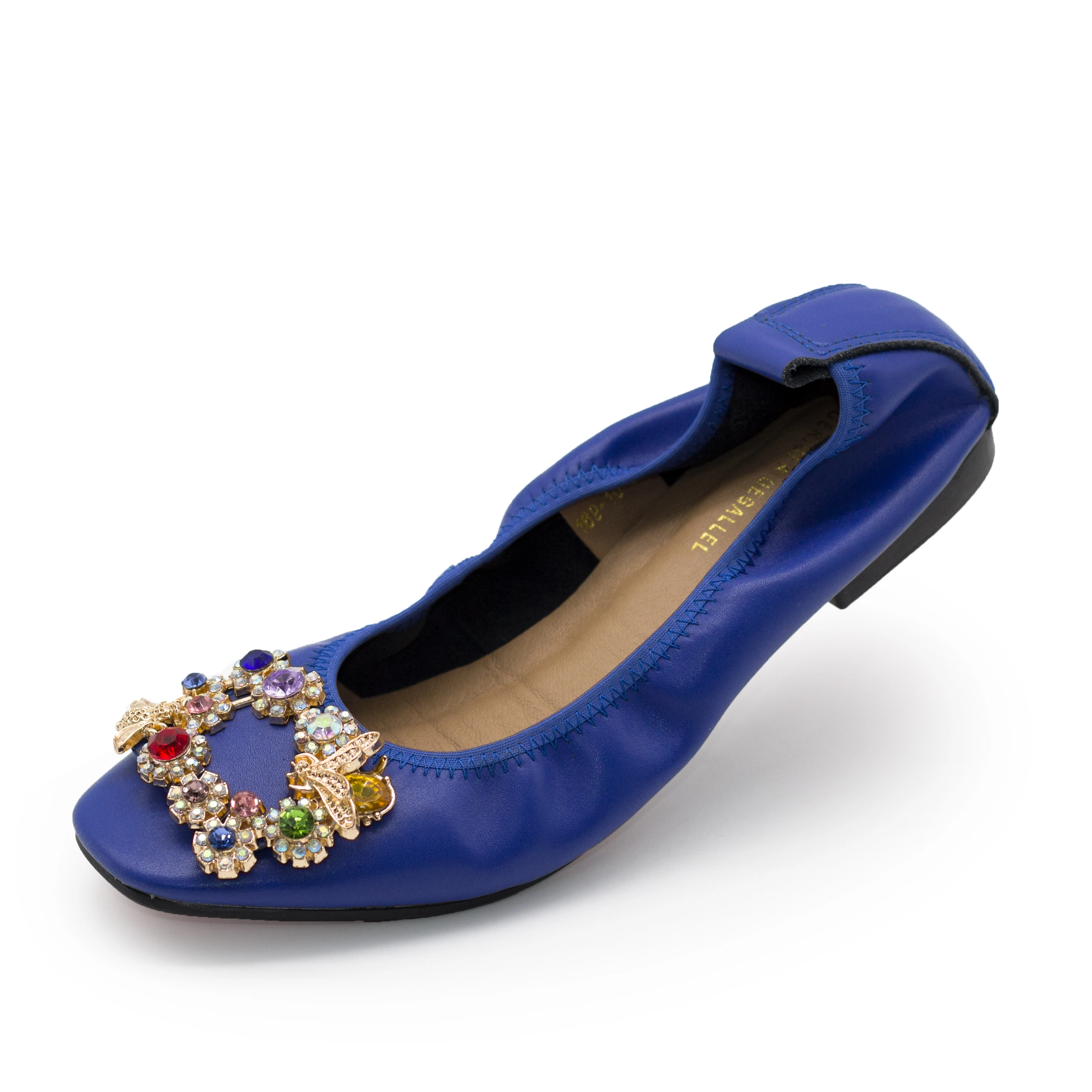 169-10 Red Floral Rhinestone Women Ballet Flats Party Wedding Dancing Banana Shoes Comfort Women's Flat Shoes for Girls