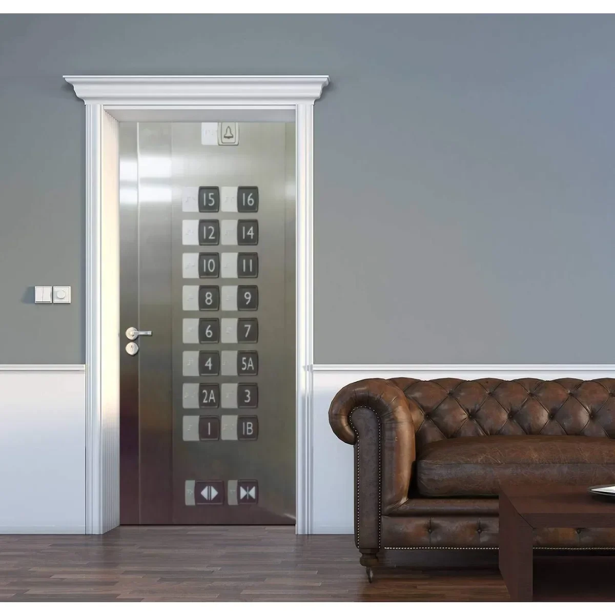 

Elevator Buttons Panel with Brushed Metal Texture Background Door Sticker Removable Self Adhesive Art Wall Decal Mural Wallpaper