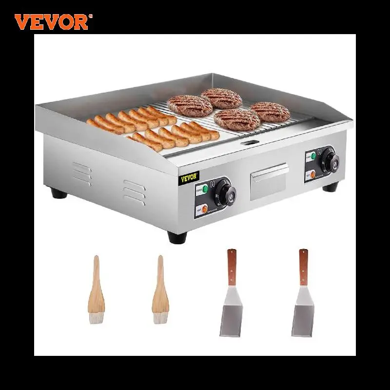 

VEVOR Electric Countertop Griddle with Drawer Stainless Steel Flat Top Grill Electric Barbecue for BBQ Cooking Steak fishing