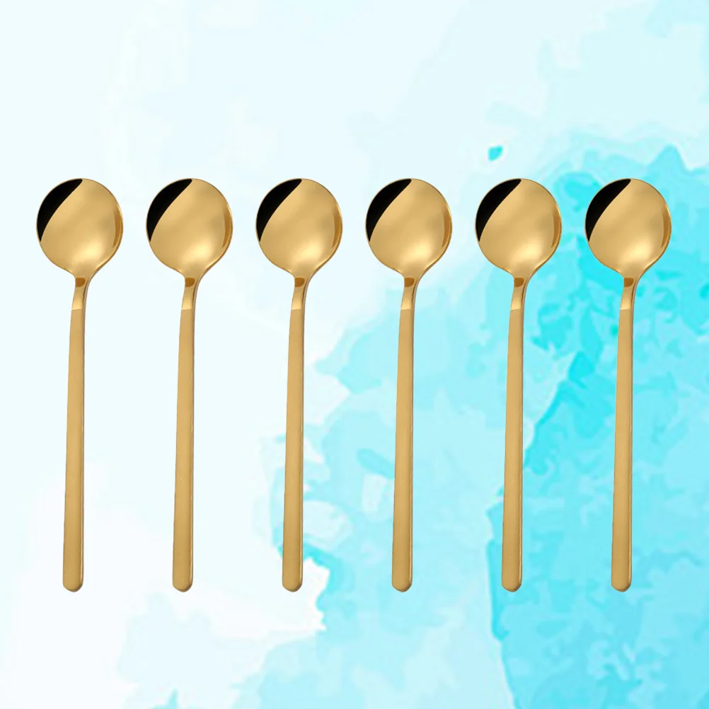 

Spoon Handle Spoons Stirring Tea Cocktail Coffee Round Steel Stainless Mini Cream Ice Iced Mixing Bar Latte Teaspoon Dessert