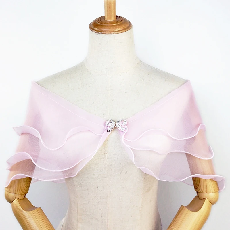 

Wedding Bridal Gauze Shawl with Bowknot Clip Mesh Shrug Bolero Lady Elegant Party Cocktail Organza Wrap TT@88