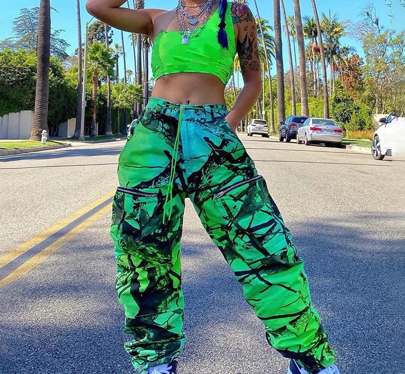 

Female Tie Dye Loose Ensemble Female Sportpants Drawstring Lace Up Long Fashion Streetwear Trousers Female Autumn New 2022Ladies