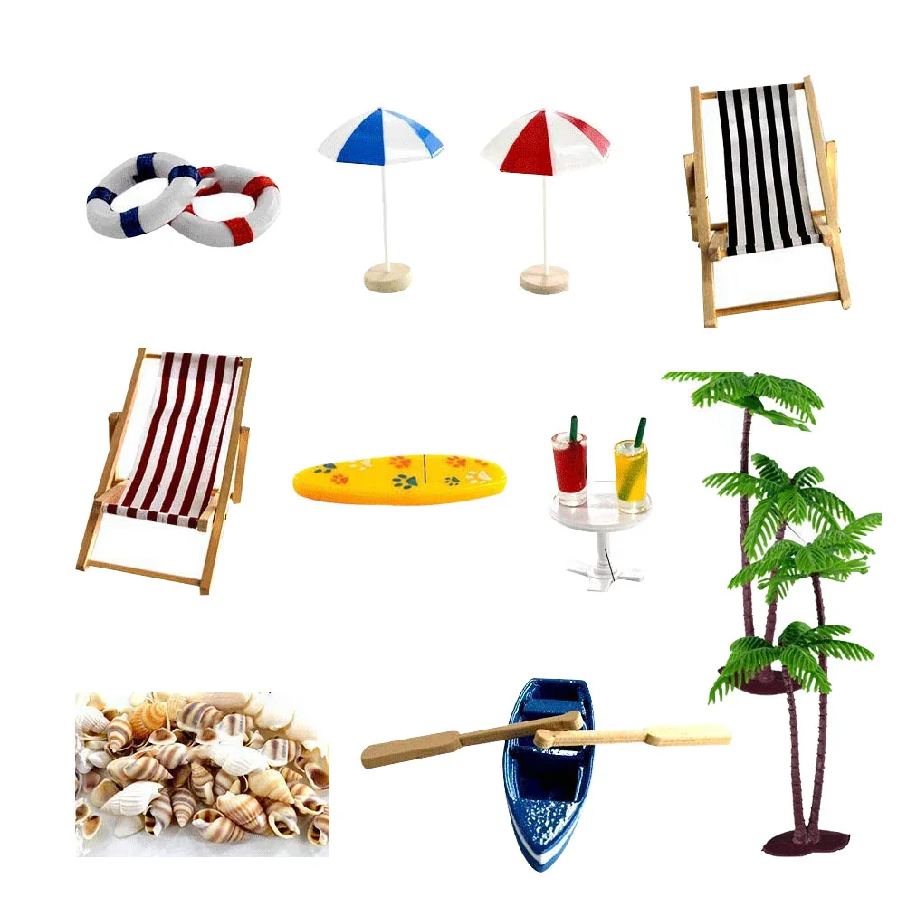 

Beach Miniature Ornament Figurines Decor Mini Garden Landscape Kit Micro Diy Resin Set House Ocean Summer Bonsai Toys Craft