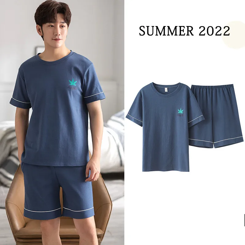 Pajamas Men's Summer Thin Cotton Short-sleeved Shorts Pijamas Home Clothes Two-piece Set 2022 New Loose Casual Sleepwear Nightie
