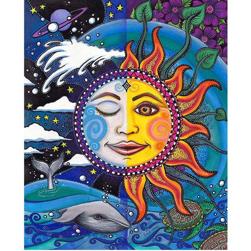 

Алмазная живопись, мультяшный Солнечный пейзаж, полноразмерная круглая 5D Вышивка «сделай сам», наборы для украшения стен, ландшафта