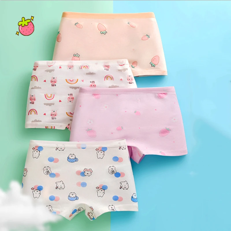 Трусы-боксеры для девочек хлопковые мягкие дышащие 4 шт./лот |
