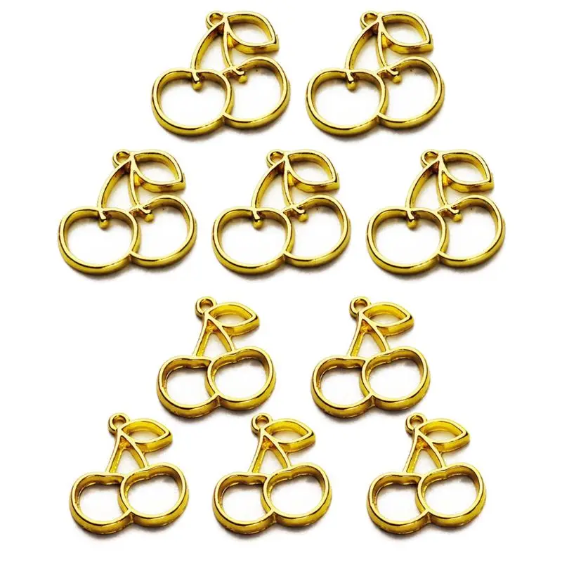 

5Pcs Cute Cherry Pendant Blank UV Resin Frames Open Bezel Setting Jewelry Making