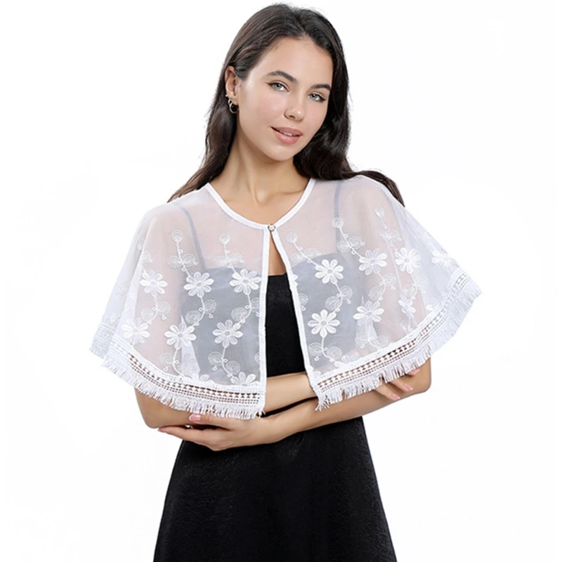 

Polyester Wrap with Beautiful Embroidery Shawl Blanket Household Supplies for Indoor Outdoor Traveling Camping 57BD