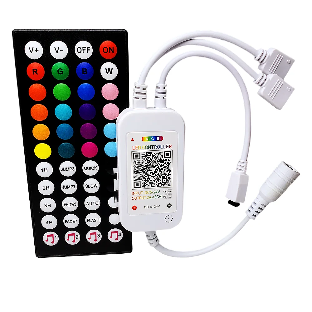 

16Million Color Bluetooth Music RGB LED Controller Sound Voice MIC Sensor With IR Remote 40Key For 5050 3528 RGB Strip Light