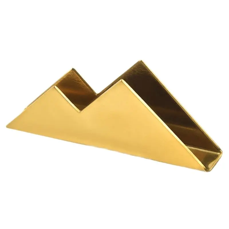

Golden Stainless Steel Business Card Mmountain Desktop Table Name Office Furnishing Articles Holder