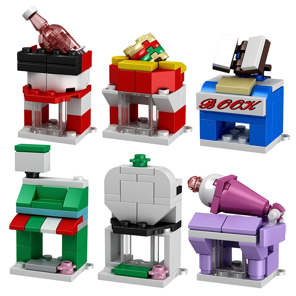 HUIQIBAO Moc архитектурный уличный вид строительные блоки ресторанный магазин