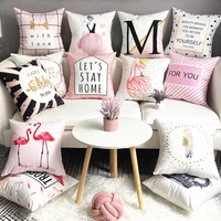2022 new pink pillowcase nordic ins wind pink girl sofa pillow printing car office pillow case cover 45x45cm decoration for home