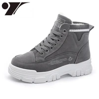 womens booties winter high top sneakers plus velvet and cotton thermal cotton boots casual platform boots