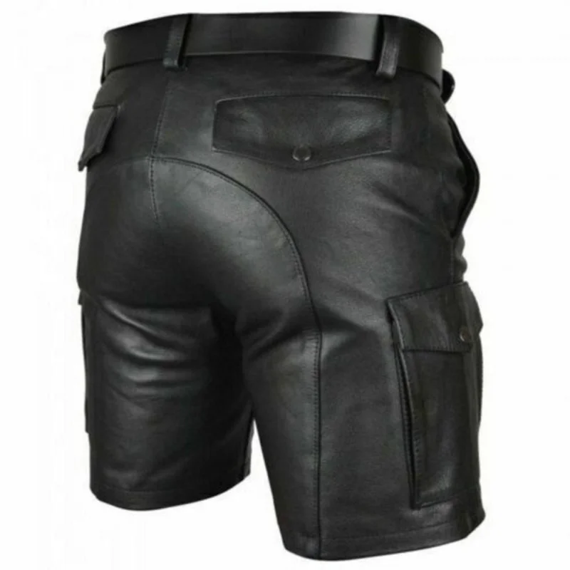 

Summer New Fashion Men‘s Leather Shorts Casual Lederhosen Slim Fit Tight Sexy Knee Pants Daily Solid Sports Skinny Caigo Shorts