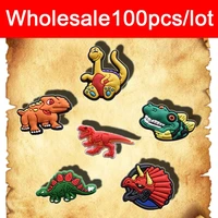 wholesale shoe charms decorations fits for crocs accesorios 100 pack dinosaur boys kids christmas gifts xmas birthday party pins