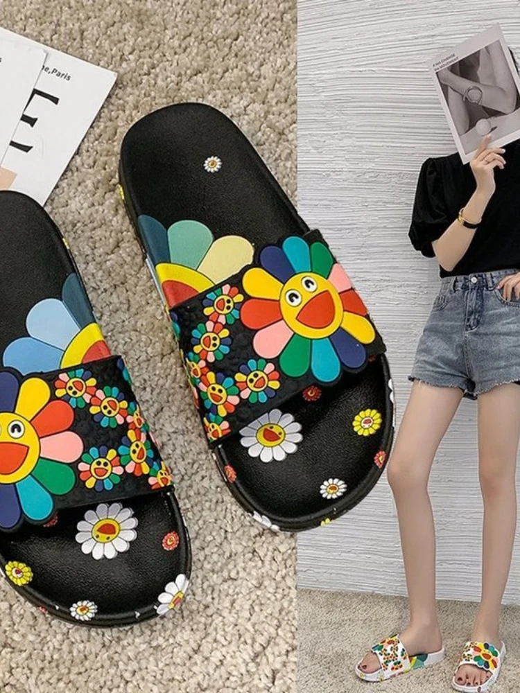 

INS Sunflower Sandals Summer Korean version of the beach beach shoes fashion word sandals wear outside