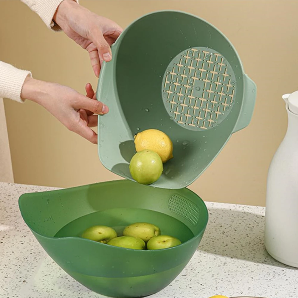 

Multifunctional Cooking Basin Kitchen Supplies Fruit Plate Plastic High Quality Drain Basket Strainers Double Dish Washing Basin