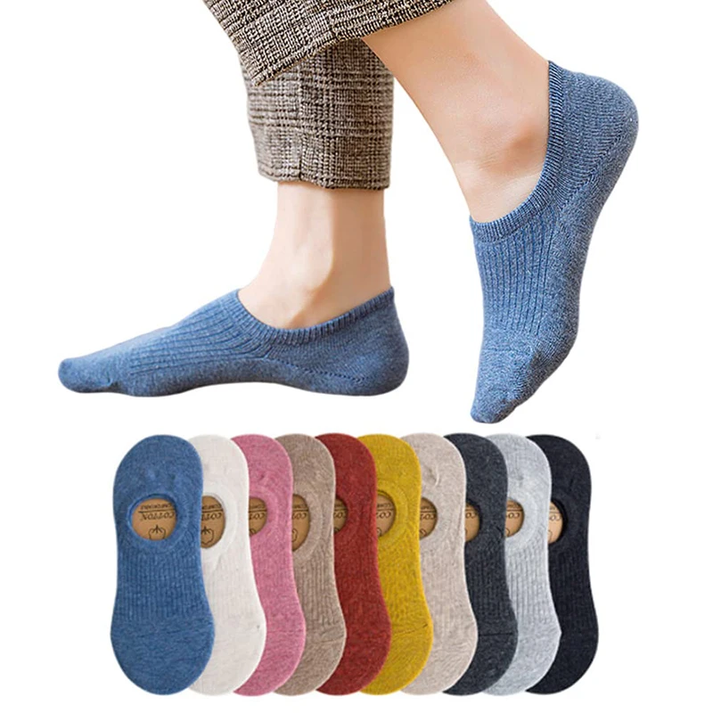 

10 Pairs Women Cotton Socks Invisible No Show Non-slip Summer Candy Solid Low Cut Sock Slipper Fashion Thin Ankle Boat Socks