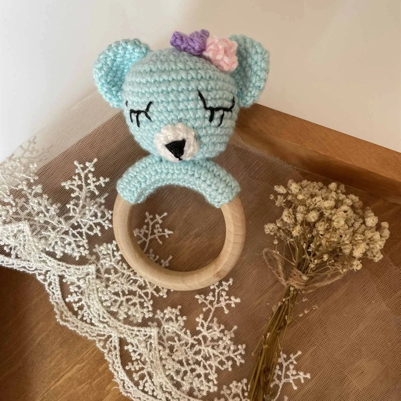 

Cartoon Crochet Animal Rattle Infant Teething Nursing Soother Molar Baby Teether