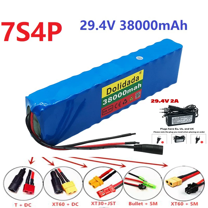 

7S4P 24 В 29,4 в 38 Ач перезаряжаемое литиевое зарядное устройство Smart BMS мотоциклы, игрушечные автомобили, трехколесные велосипеды, светофоры