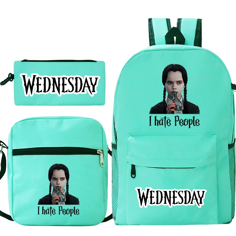 

Harajuku Wednesday Backpacks Teenagers Hot Sale 3pcs/set SchoolBags I Hate People Print Bags Addams Vintage Unisex Backpacks