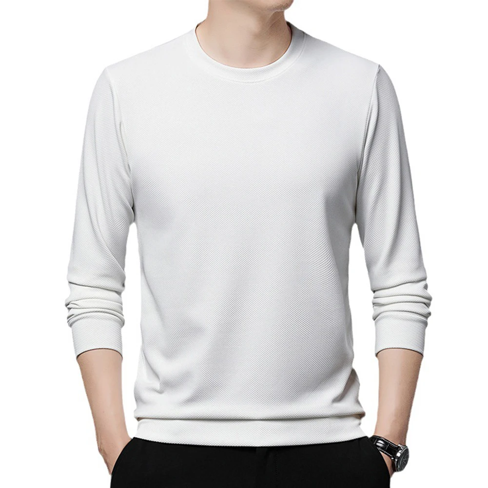 

Casual Men's T-shirts Clothing Autumn Spring Basic Solid Color Long Sleeve O Neck Tee Tops Sweatshirt Pullover T Shirt Harajuku