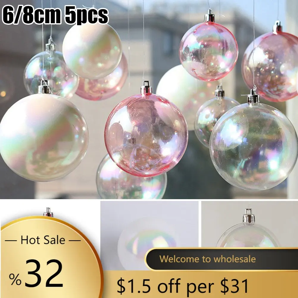

5 шт. 6/8 см прозрачные переливающиеся пластиковые стеклянные шары наполняемые шары Рождественская Свадебная елка подвесные украшения для р...