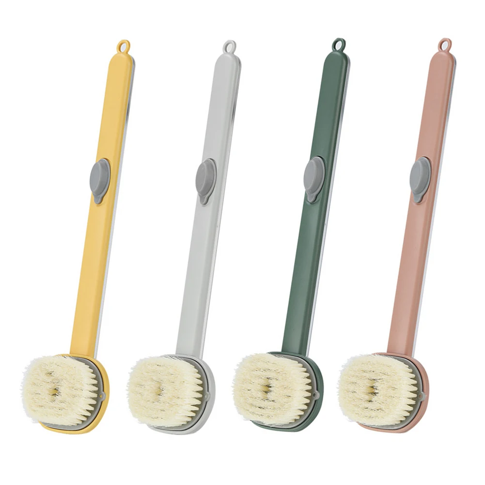 

4pcs Long Handle Exfoliating Bath Scrubber Back Body Scrub Exfoliation Cleaning Equipment Bathroom Shower Rubbing Mud Brush