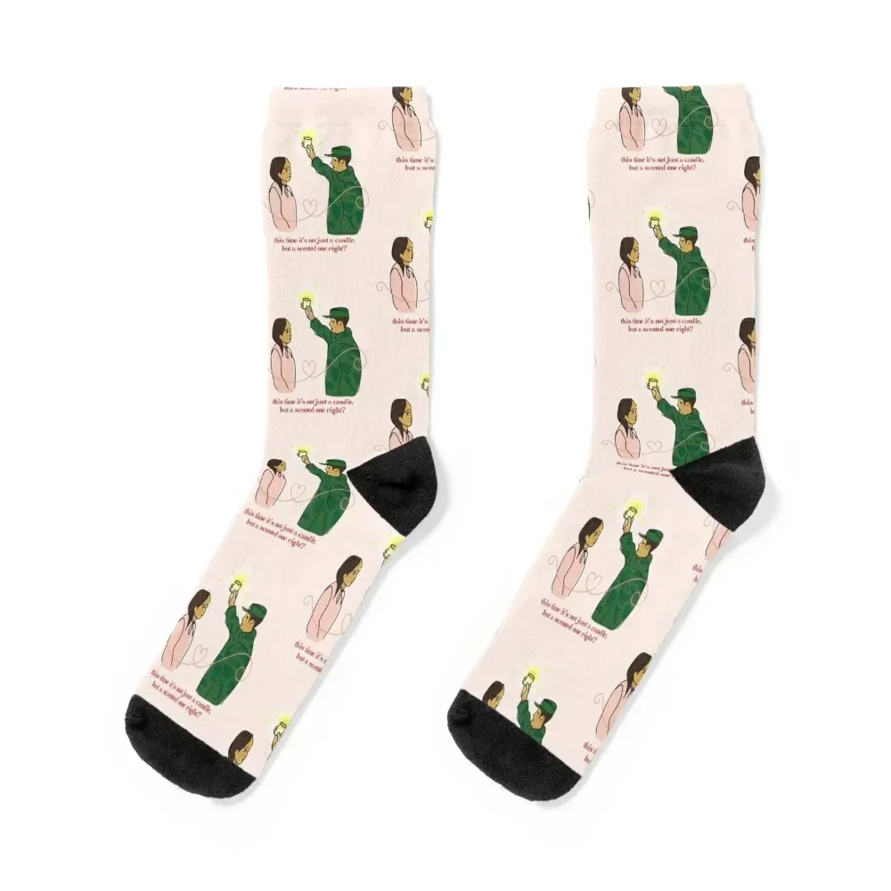 Сцена свечи от CLOY k-drama Crash Landing Gift Yoon Seri Ri Jeong Hyeok Love Drawing Line Art Socks